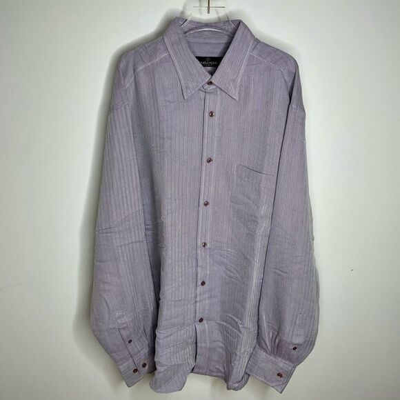 Bugatchi Dress Shirt Mens Size XL Gray Blue Classic Long Sleeve Button Up Xlarge - Picture 6 of 6